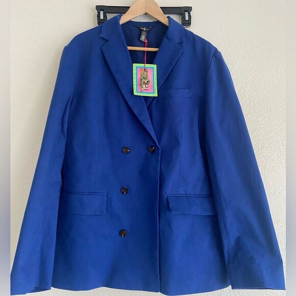 NWT Houston White Adult Unisex Double-Breasted Blazer Jacket Full Lining Blue L - Picture 4 of 13